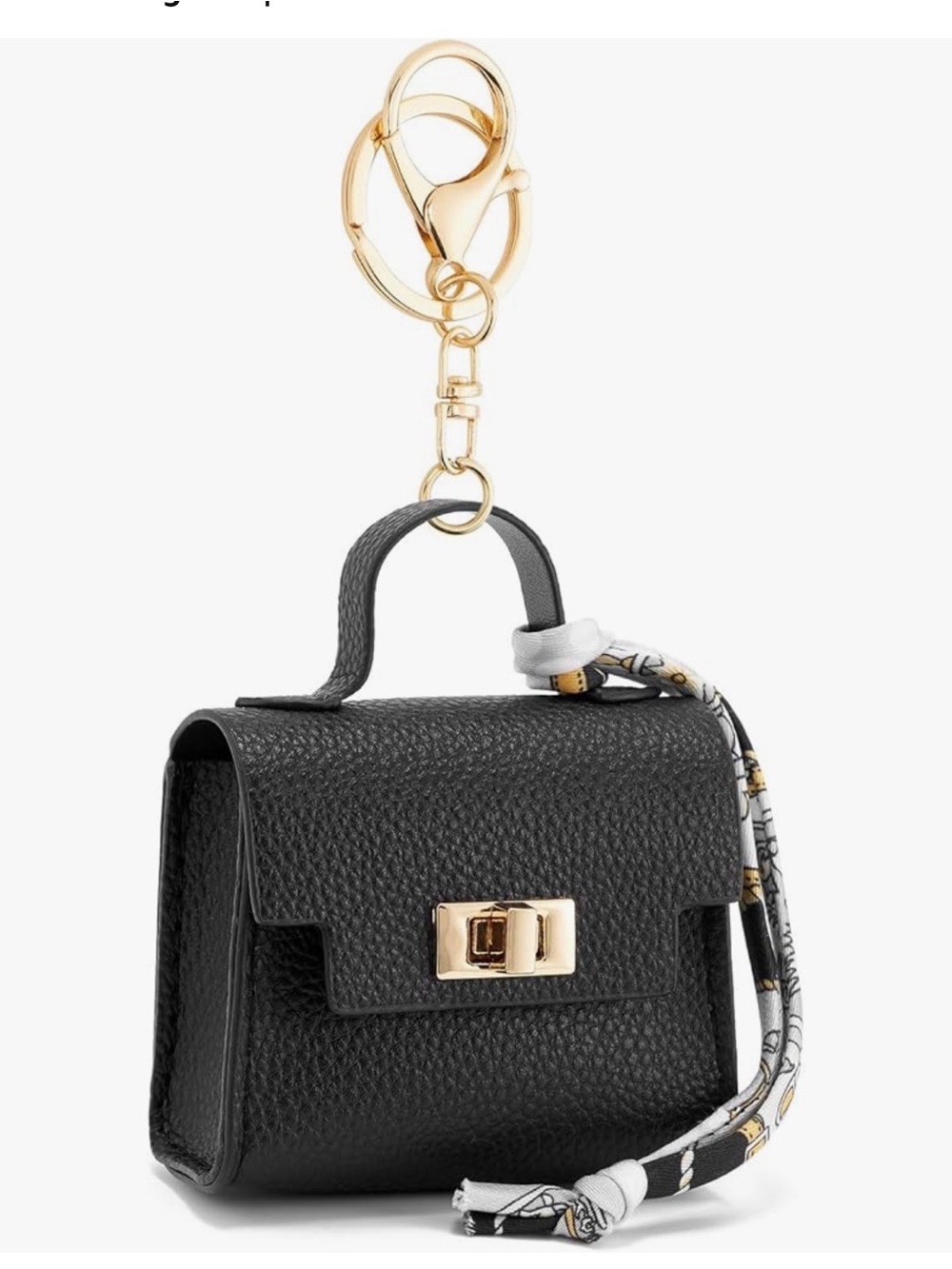 Source Unknown Black Mini Handbag Keychain with Gold Hardware